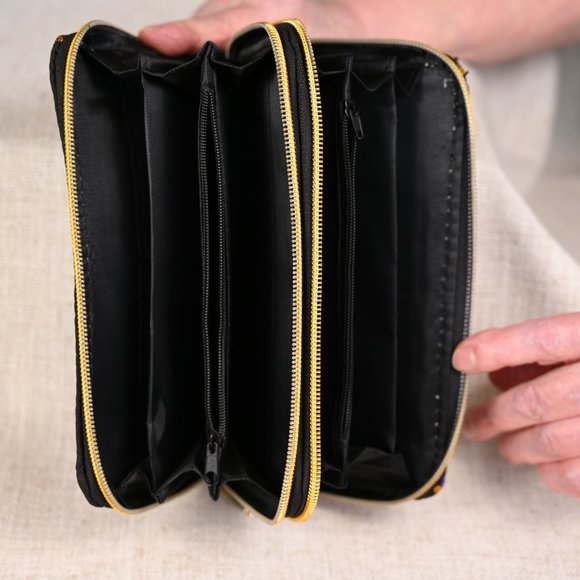 Vibrant Blue and Pink Embroidered Clutch - Picture 3 of 3